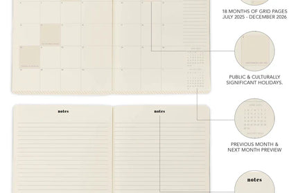 Agenda 2026 18M Semanal A4 - Cottage Stripe