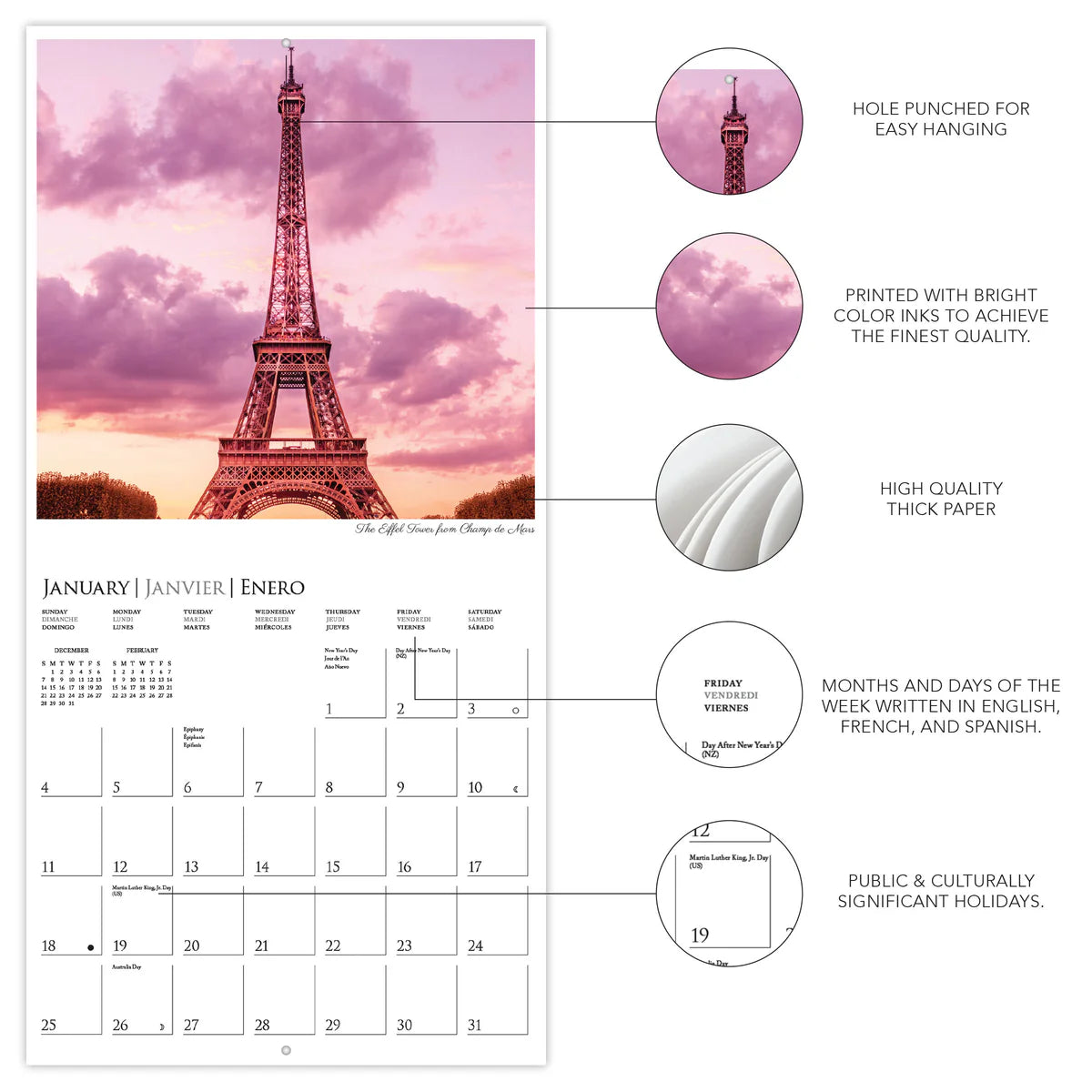 Calendario 2026 Pared Mini 12M - Parisian Life