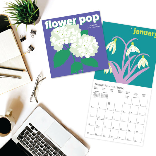 Calendario 2026 Pared 12M - Flower Pop