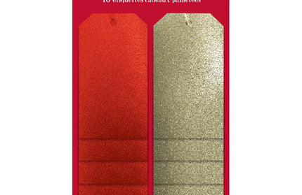 Etiquetas para Regalo Navidad - Red & Gold Glitter