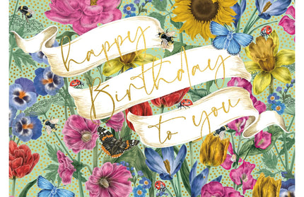 Tarjeta con Sobre Happy Birthday Green Flowers