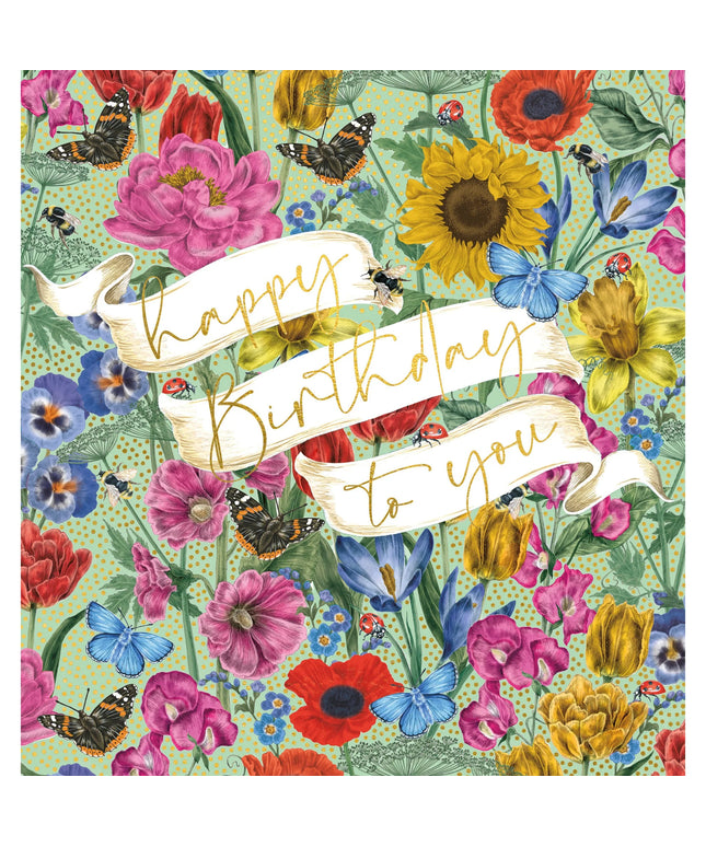 Tarjeta con Sobre Happy Birthday Green Flowers