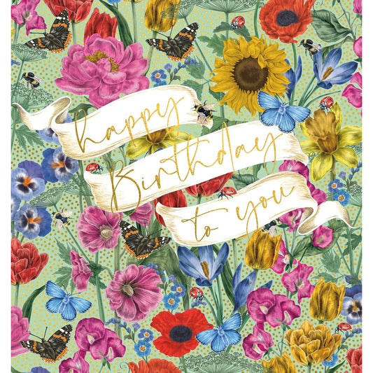 Tarjeta con Sobre Happy Birthday Green Flowers