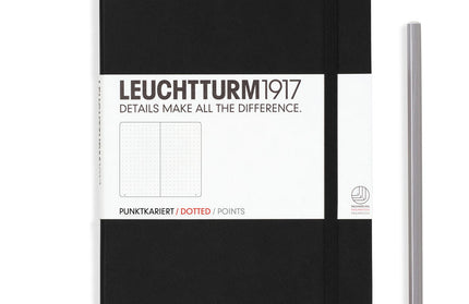 Libreta Mediana Tapa Dura Punteada Negra
