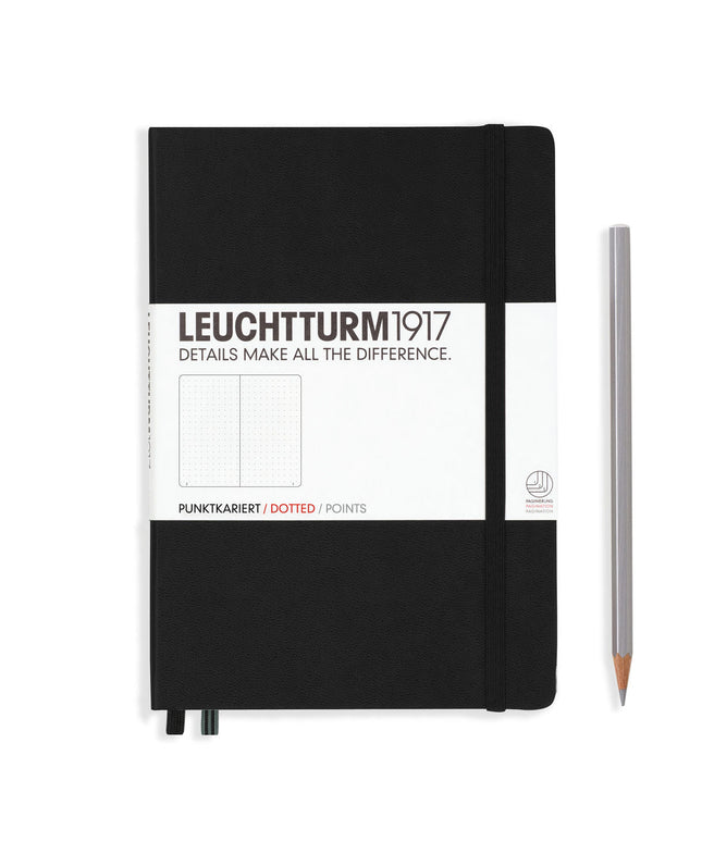 Libreta Mediana Tapa Dura Punteada Negra