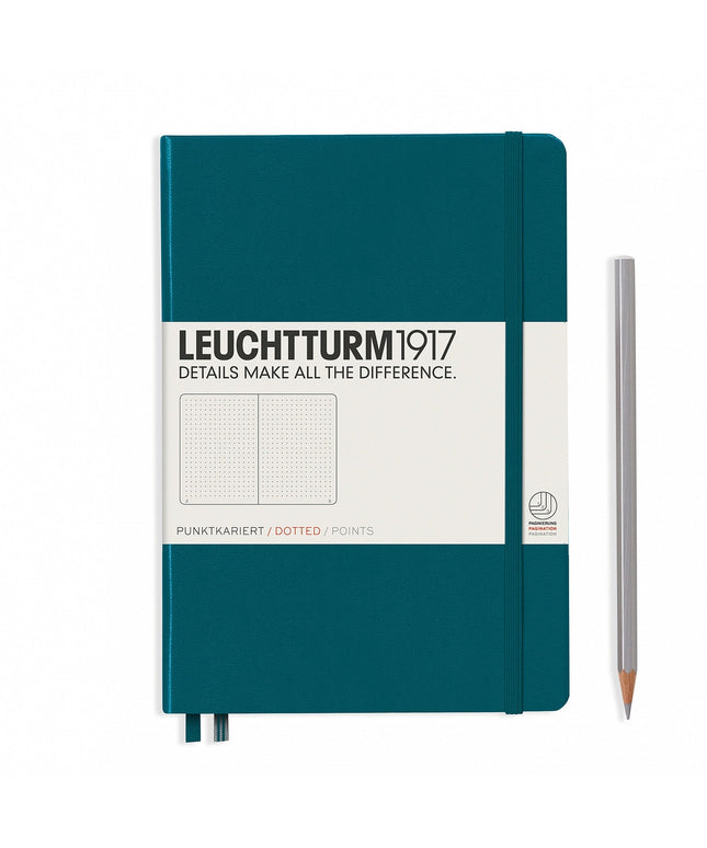 Libreta Mediana Tapa Dura Punteada Pacific Green Bullet
