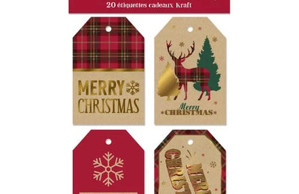 Etiquetas para Regalo Navidad Kraft - Tartan