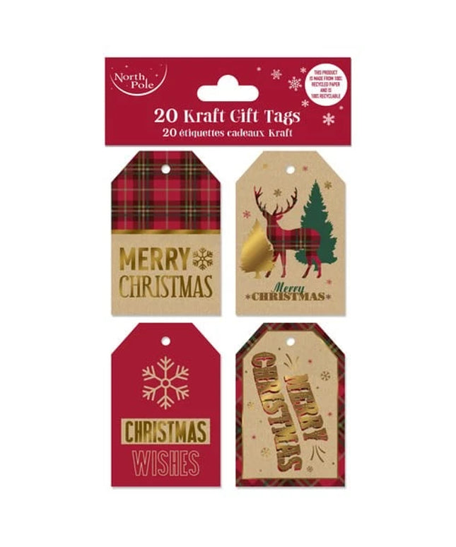 Etiquetas para Regalo Navidad Kraft - Tartan